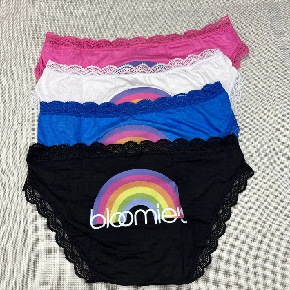 Bloomie's Logo Lace Trim Bikinis Panties